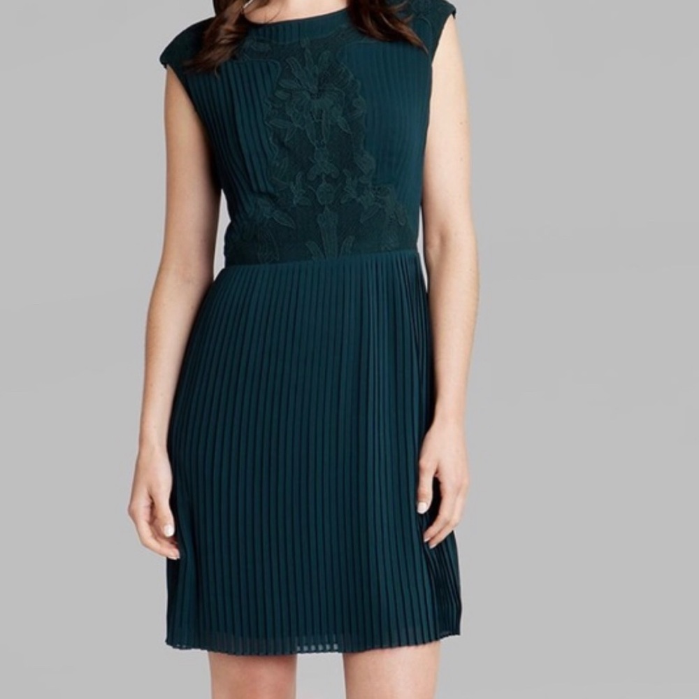 Ted Baker Saskiah Lace Pleated Dress (in black)
